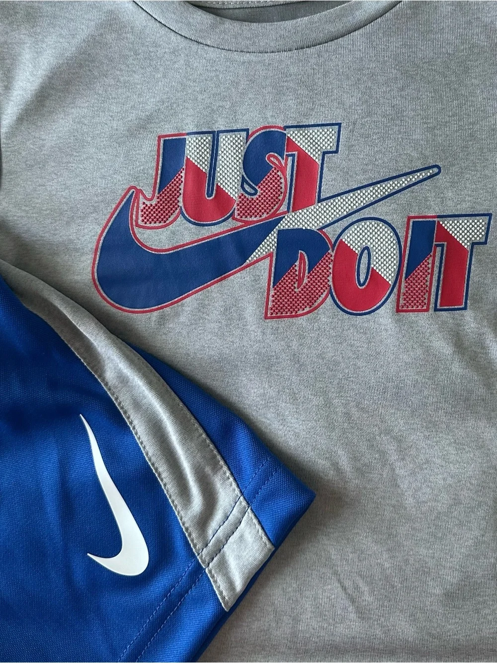 Nike Grey Tee & Royal Blue Shorts Toddler Athletic Set Size 2T